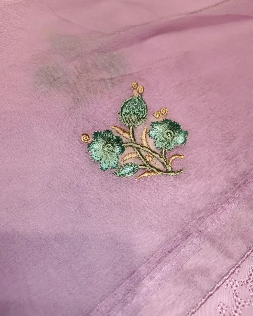 Pink Crepe Silk Unstitched Salwar Suit Set