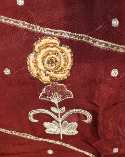 Coffee Color Crepe Silk Unstitched Salwar Suit Set