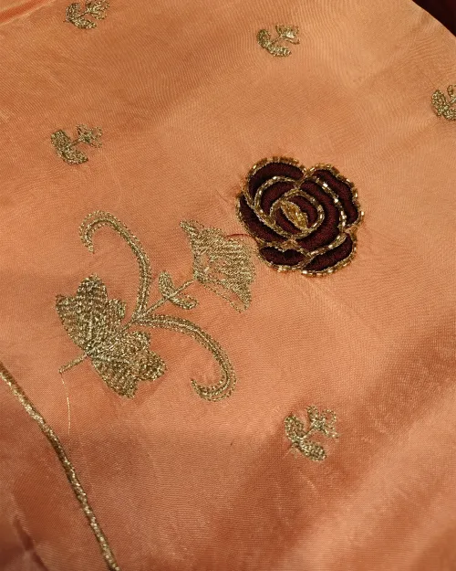 Coffee Color Crepe Silk Unstitched Salwar Suit Set