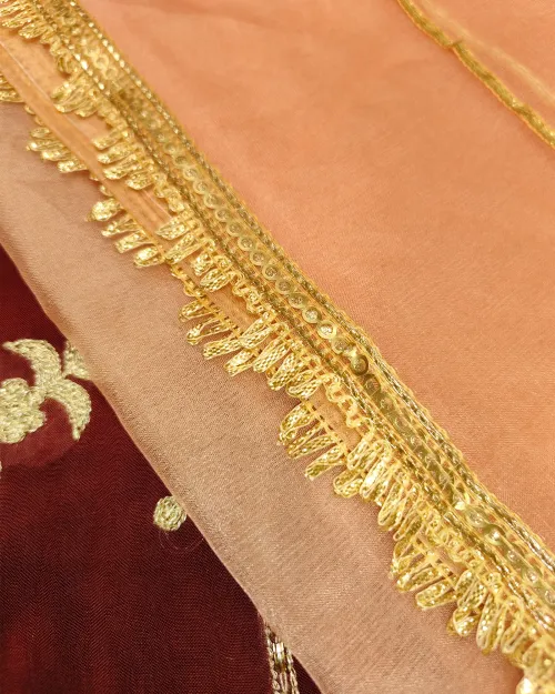 Coffee Color Crepe Silk Unstitched Salwar Suit Set