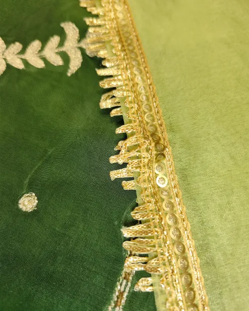 Bottle Green Crepe Silk Unstitched Salwar Suit Set