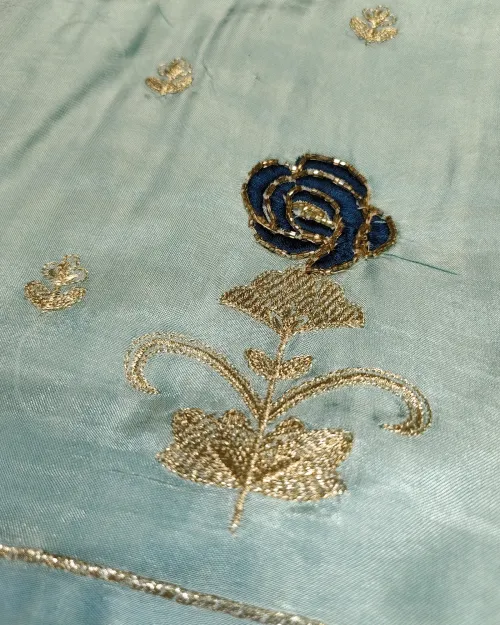 Navy Blue Crepe Silk Unstitched Salwar Suit Set