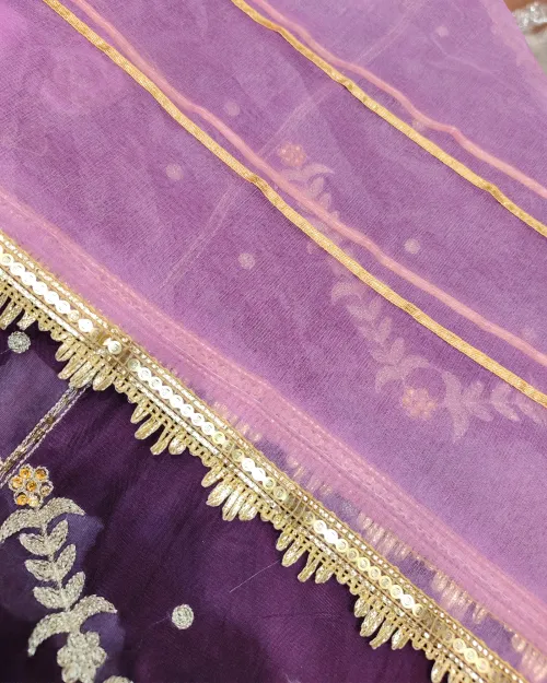 Wine Crepe Silk Unstitched Salwar Suit Set
