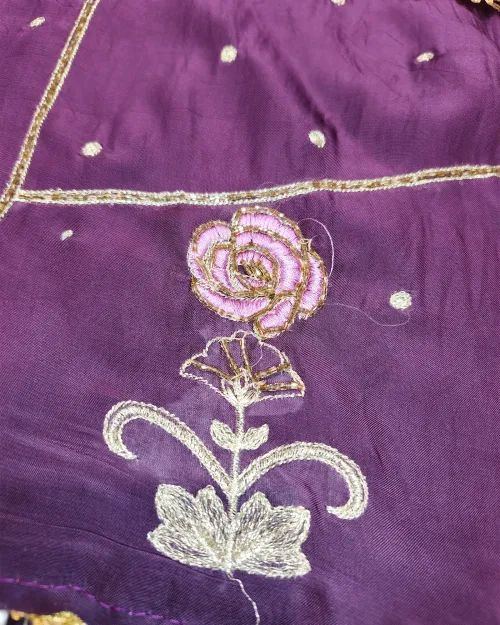 Wine Crepe Silk Unstitched Salwar Suit Set