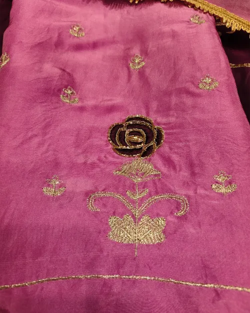 Wine Crepe Silk Unstitched Salwar Suit Set