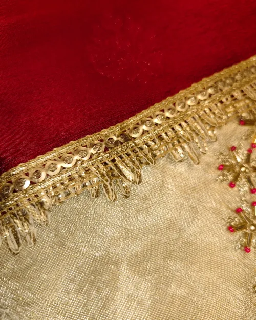 Golden Cotton Silk Unstitched Salwar Suit Set