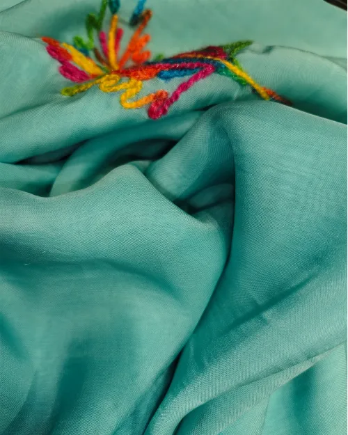 Ice Blue Organza Unstitched Salwar Suit Set