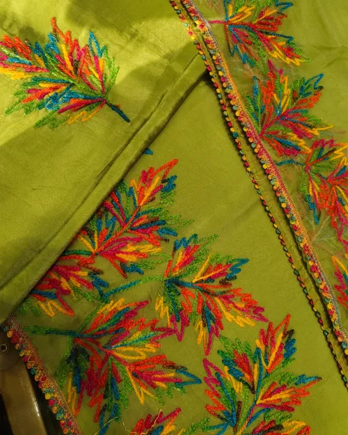 Light Green Organza Unstitched Salwar Suit Set