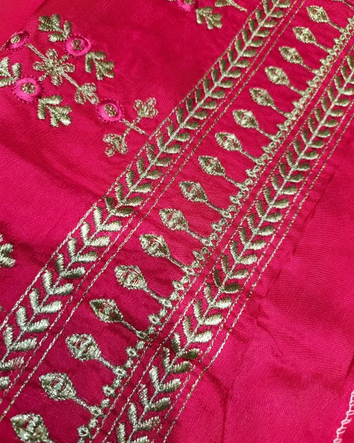 Rani Color Organza Unstitched Salwar Suit Set