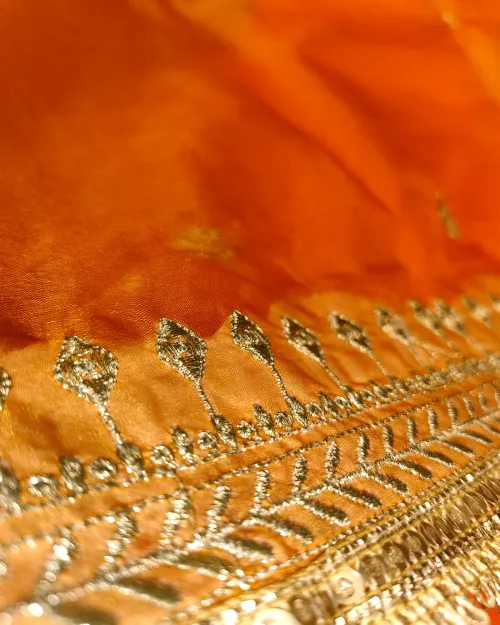 Orange Colour Organza Unstitched Salwar Suit Set