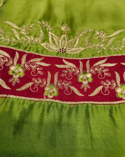 Green Colour Organza Unstitched Salwar Suit Set