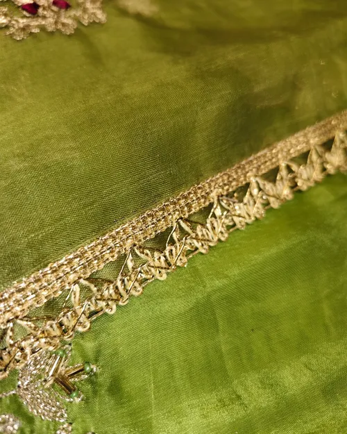 Green Colour Organza Unstitched Salwar Suit Set