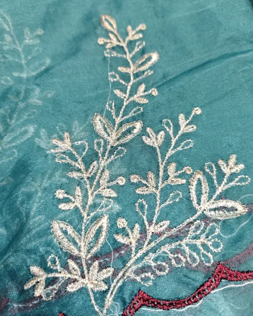 Sky Blue Organza Unstitched Salwar Suit Set