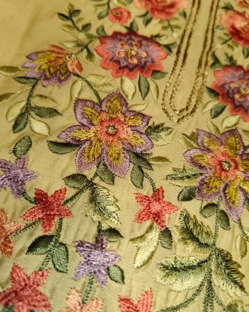 Lemon Cotton Silk Unstitched Salwar Suit Set