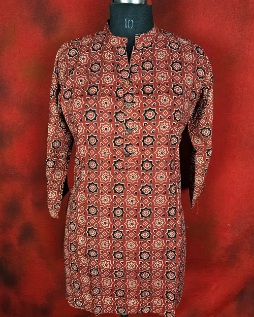 Maroon Readymade Cotton Kurti Set