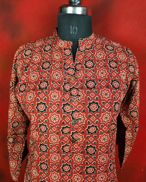 Maroon Readymade Cotton Kurti Set