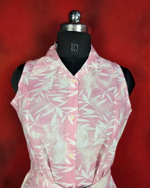 Pink Readymade Cotton Kurti Set