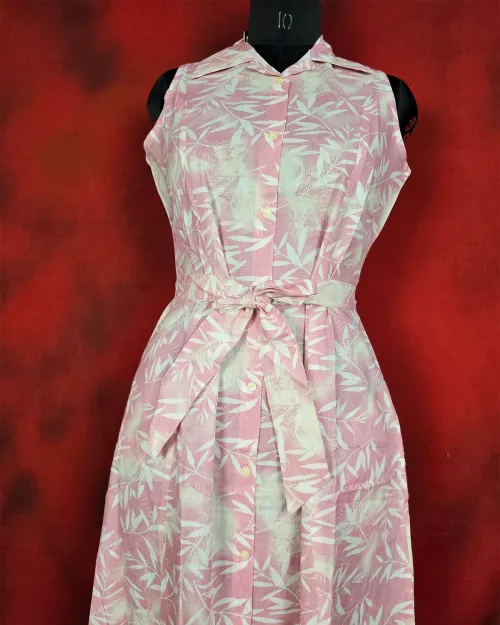 Pink Readymade Cotton Kurti Set