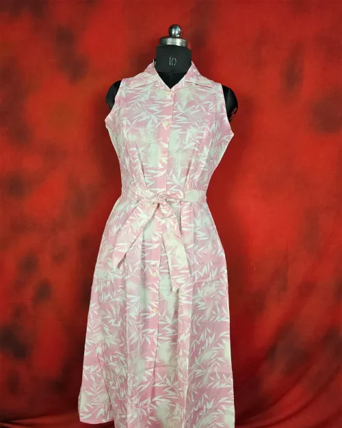 Pink Readymade Cotton Kurti Set