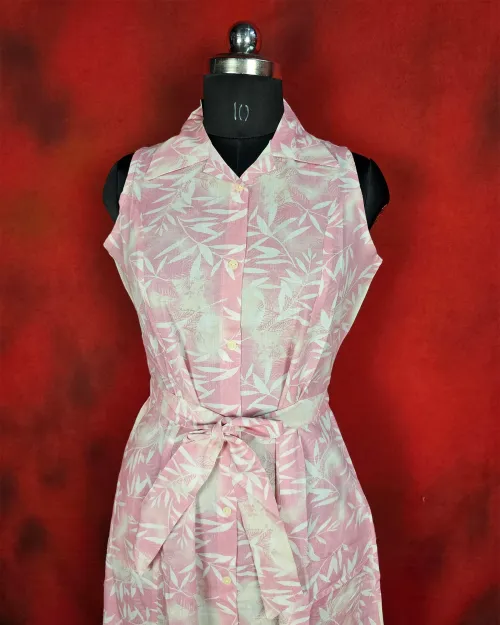 Pink Readymade Cotton Kurti Set