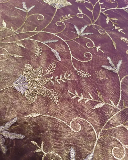 Purple Color Tissue Silk Saree