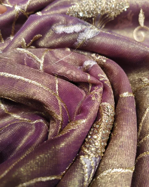 Purple Color Tissue Silk Saree