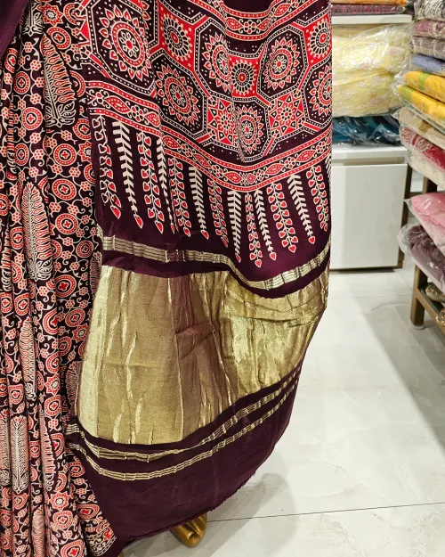 Purple Color Thick Border Crepe Silk Saree
