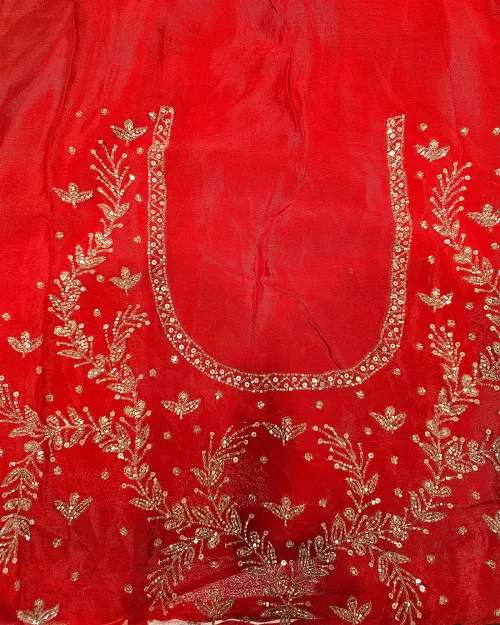 Peach Colour Stone Work Chiffon Saree