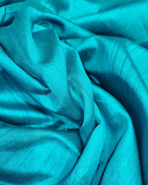Firozi Color Embroidery Work Tussar Cotton Saree