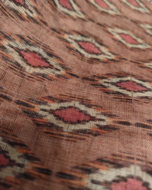 Rusty Peach Kantha Work Chanderi Cotton Saree