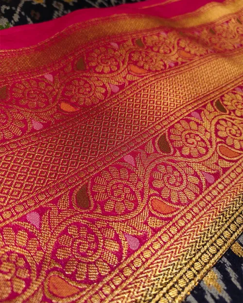 Blue Zari Work Patola Silk Saree