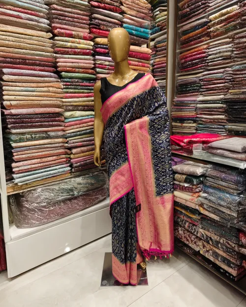 Blue Zari Work Patola Silk Saree