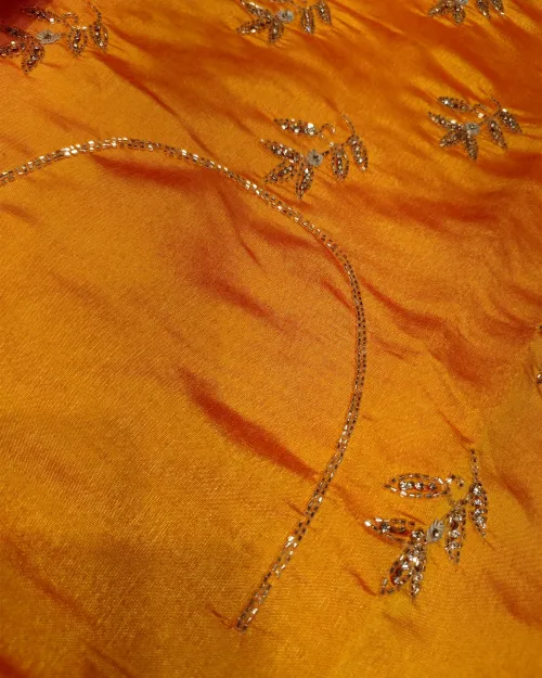 Yellow Color Stone Work Silk Saree