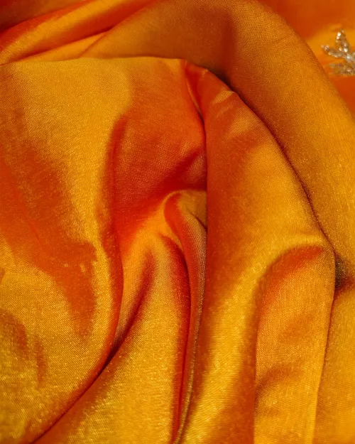 Yellow Color Stone Work Silk Saree