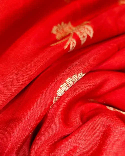 Red Zari Work Dola Silk Saree