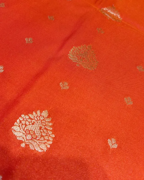 Orange Zari Work Border Style Silk Saree