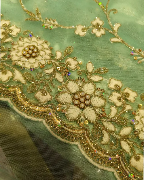 Ice Blue Silver Thread Net Saree