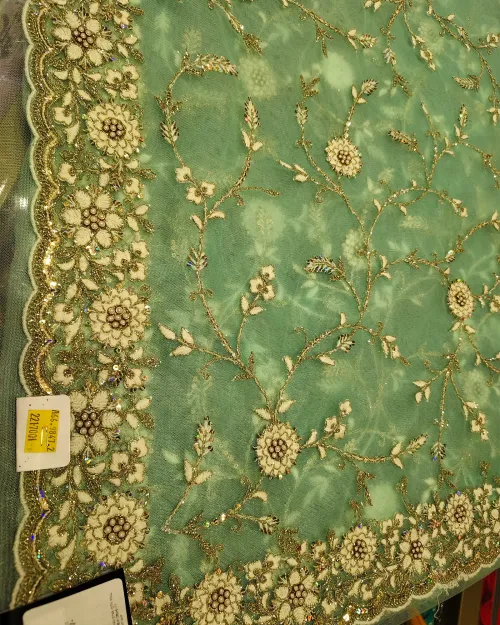 Ice Blue Silver Thread Net Saree