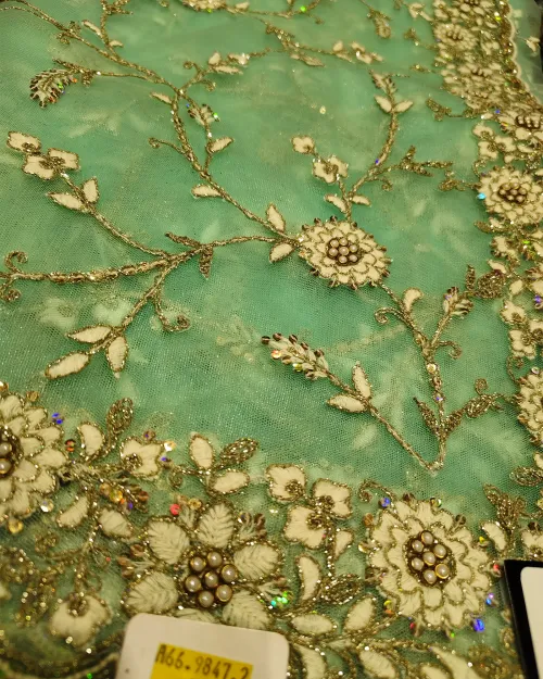 Ice Blue Silver Thread Net Saree