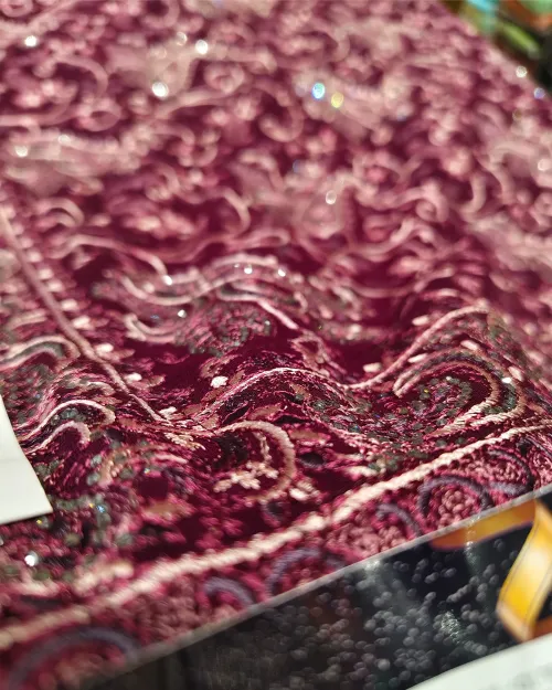 Wine Embroidered Work Georgette Saree