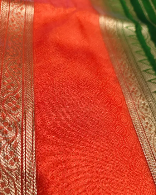 Green Color Zari Work Organza Silk Saree