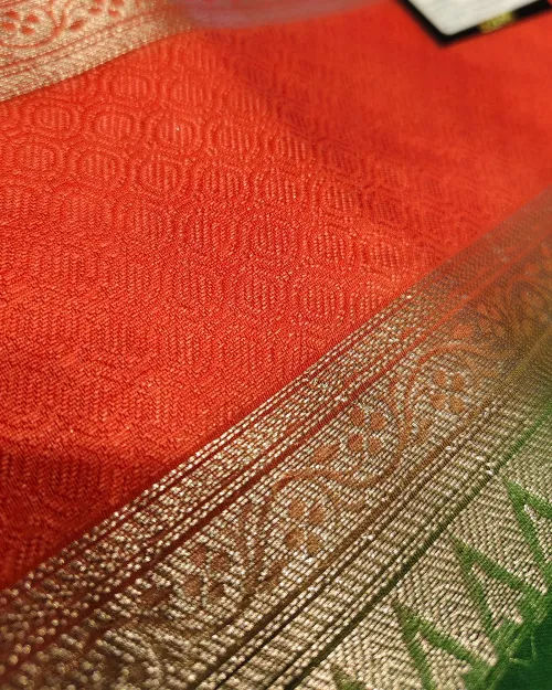 Green Color Zari Work Organza Silk Saree