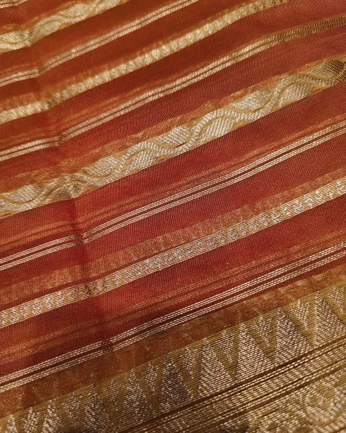 Red Colour Zari Work Organza Silk Saree