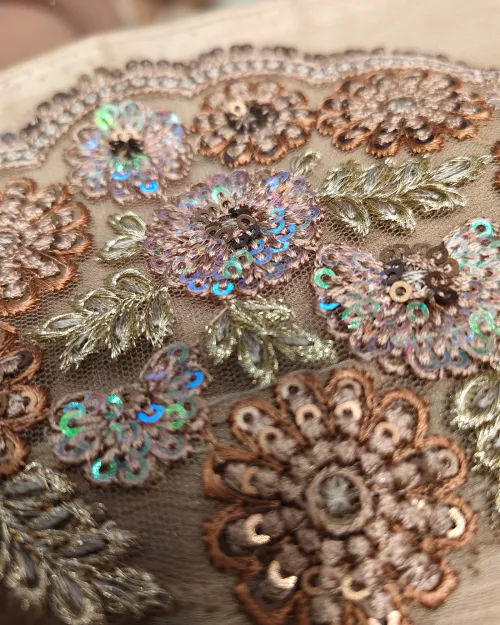 Golden Embroidery Work Crepe Silk Saree