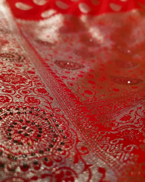 Red Color Zari Work Silk Saree