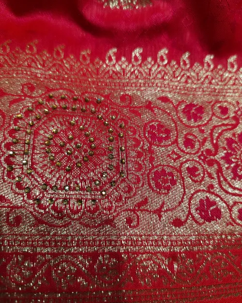 Red Color Zari Work Silk Saree