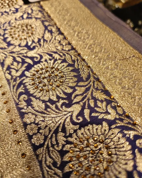 Grey Zari Work Crepe Silk Saree