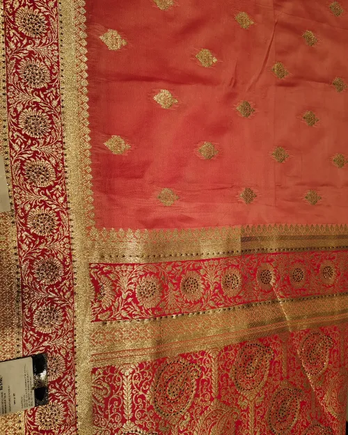 Dark Pink Zari Work Crepe Silk Saree