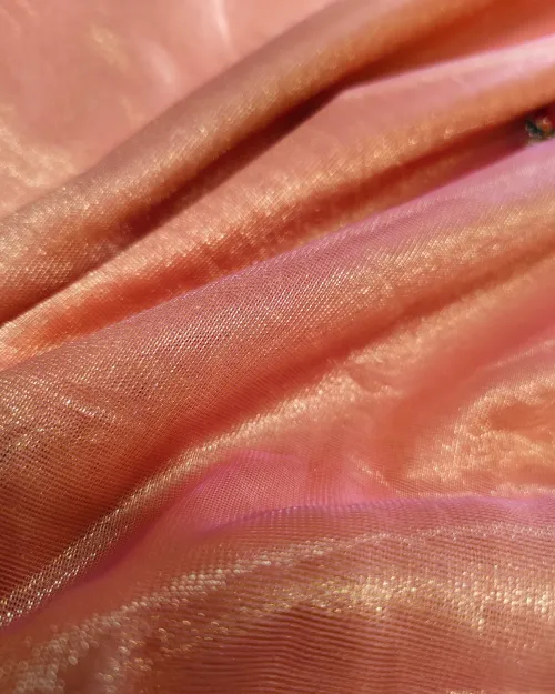 Peach Colour Stone Work Tissue Silk Saree