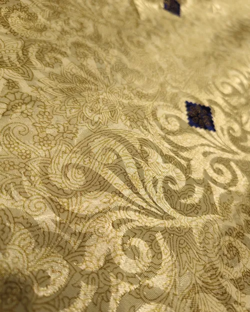 Cream Colour Zari Work Crepe Silk Saree